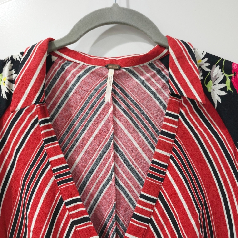 Free People Multicolor Patchwork Striped Floral S… - image 4